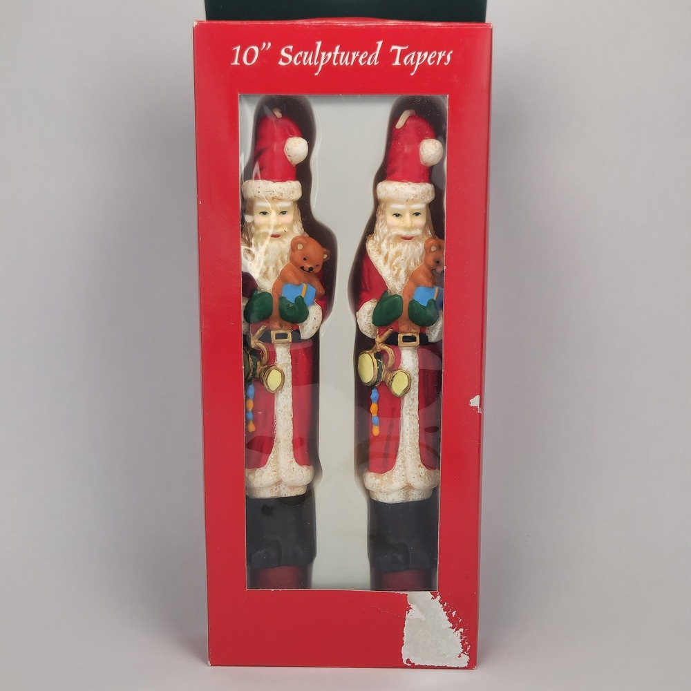 Santa Claus 10" Sculptured Taper Candles Set of 2 Christmas Holiday Decor